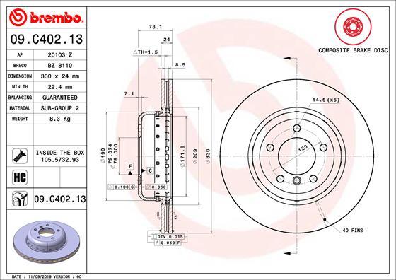 Brembo 09.C402.13 - Kočioni disk www.molydon.hr