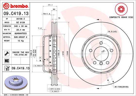 Brembo 09.C419.13 - Kočioni disk www.molydon.hr