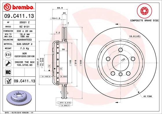 Brembo 09.C411.13 - Kočioni disk www.molydon.hr