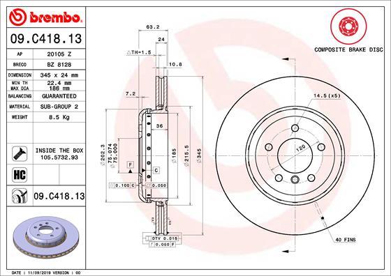 Brembo 09.C418.13 - Kočioni disk www.molydon.hr