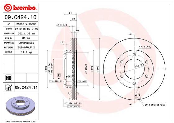 Brembo 09.C424.11 - Kočioni disk www.molydon.hr