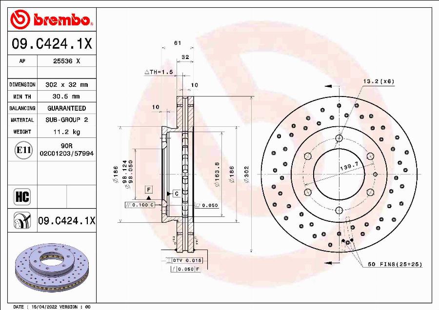 Brembo 09.C424.1X - Kočioni disk www.molydon.hr