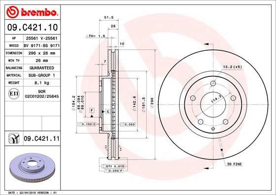 Brembo 09.C421.11 - Kočioni disk www.molydon.hr