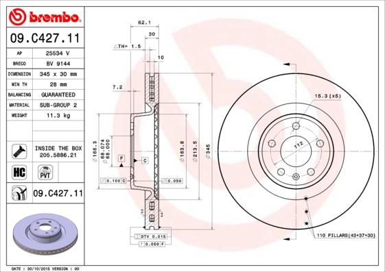 Brembo 09.C427.11 - Kočioni disk www.molydon.hr