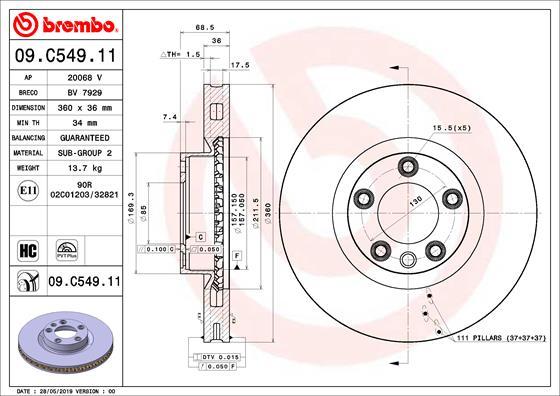 Brembo 09.C549.11 - Kočioni disk www.molydon.hr