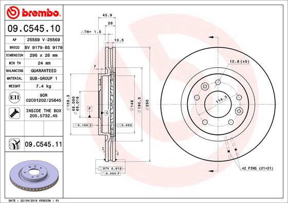 Brembo 09.C545.11 - Kočioni disk www.molydon.hr