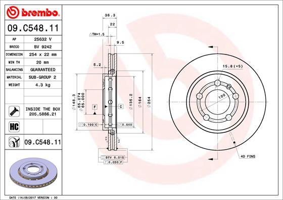 Brembo 09.C548.11 - Kočioni disk www.molydon.hr