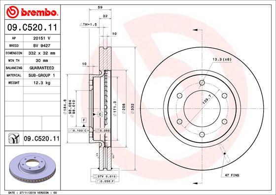 Brembo 09.C520.11 - Kočioni disk www.molydon.hr