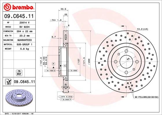 Brembo 09.C645.11 - Kočioni disk www.molydon.hr