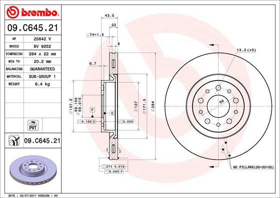 Brembo 09.C645.21 - Kočioni disk www.molydon.hr