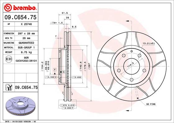 Brembo 09.C654.75 - Kočioni disk www.molydon.hr