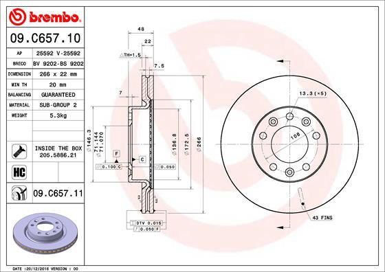 Brembo 09.C657.11 - Kočioni disk www.molydon.hr