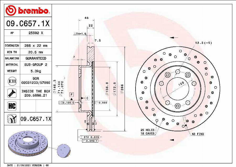 Brembo 09.C657.1X - Kočioni disk www.molydon.hr