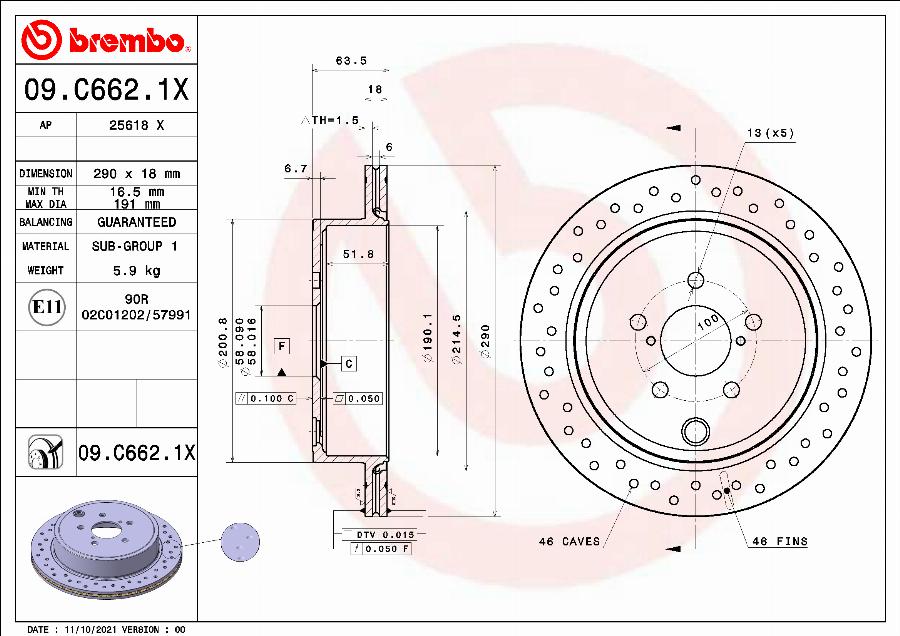 Brembo 09.C662.1X - Kočioni disk www.molydon.hr