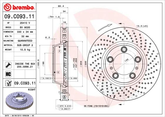 Brembo 09.C093.11 - Kočioni disk www.molydon.hr