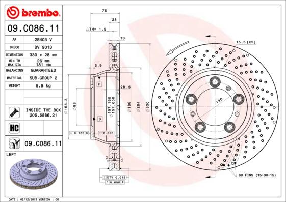 Brembo 09.C086.11 - Kočioni disk www.molydon.hr