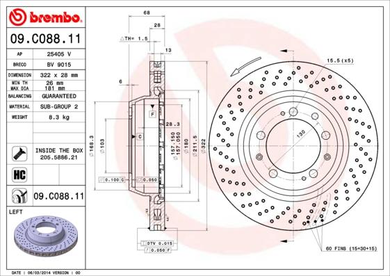 Brembo 09.C088.11 - Kočioni disk www.molydon.hr