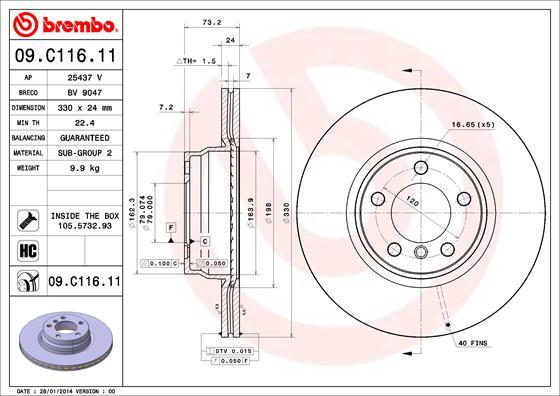 Brembo 09.C116.11 - Kočioni disk www.molydon.hr