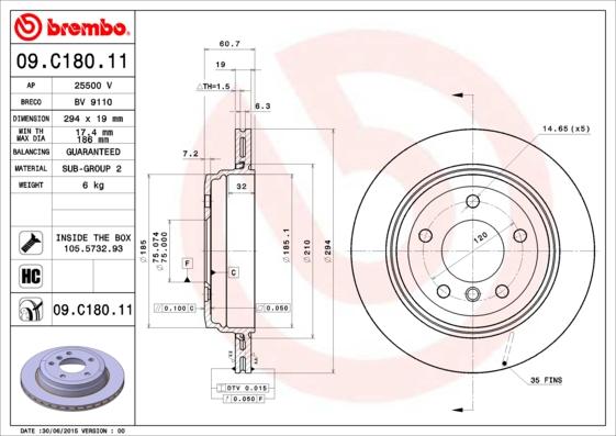 Brembo 09.C180.11 - Kočioni disk www.molydon.hr