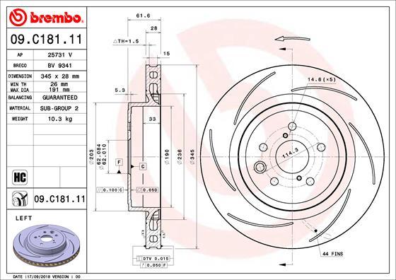 Brembo 09.C181.11 - Kočioni disk www.molydon.hr