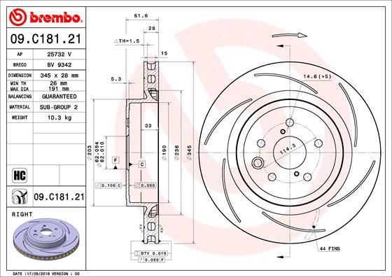 Brembo 09.C181.21 - Kočioni disk www.molydon.hr