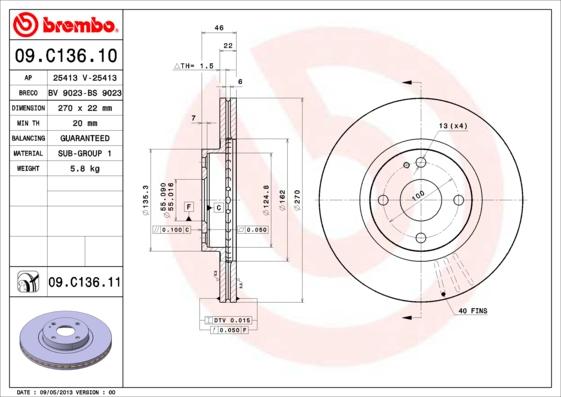 Brembo 09.C136.11 - Kočioni disk www.molydon.hr