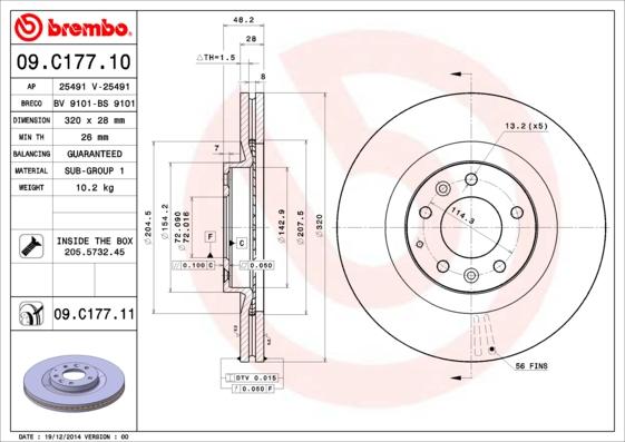 Brembo 09.C177.11 - Kočioni disk www.molydon.hr