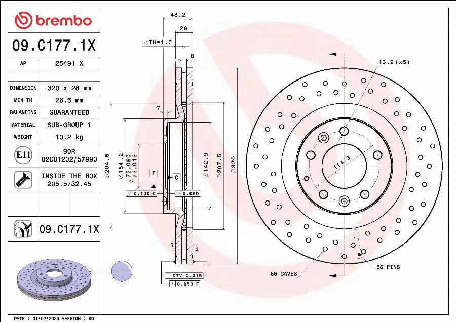 Brembo 09.C177.1X - Kočioni disk www.molydon.hr