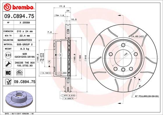 Brembo 09.C894.75 - Kočioni disk www.molydon.hr