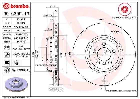 Brembo 09.C399.13 - Kočioni disk www.molydon.hr