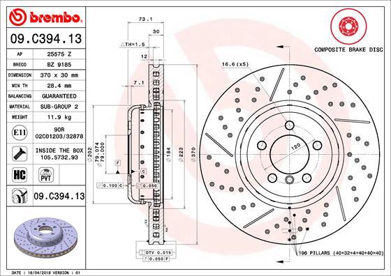 Brembo 09.C394.13 - Kočioni disk www.molydon.hr