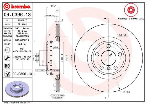 Brembo 09.C396.13 - Kočioni disk www.molydon.hr