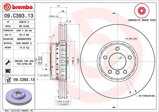 Brembo 09.C393.13 - Kočioni disk www.molydon.hr