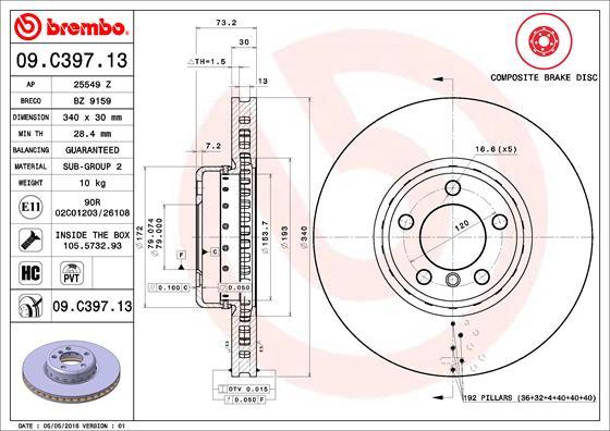 Brembo 09.C397.13 - Kočioni disk www.molydon.hr