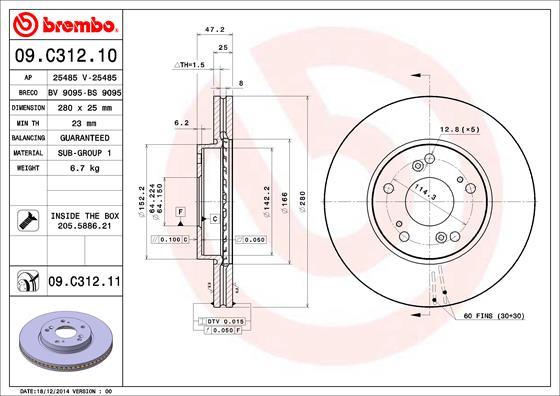 Brembo 09.C312.11 - Kočioni disk www.molydon.hr