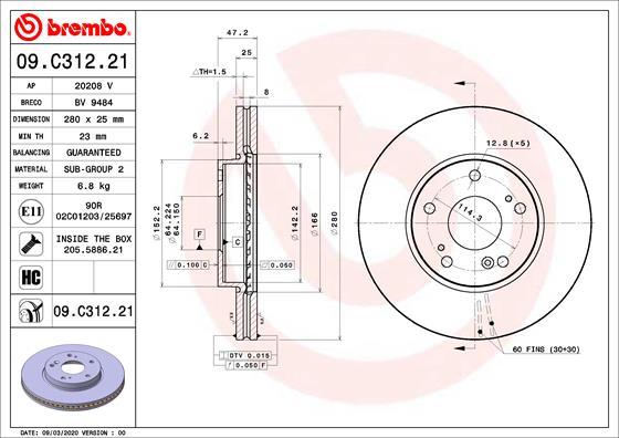 Brembo 09.C312.21 - Kočioni disk www.molydon.hr