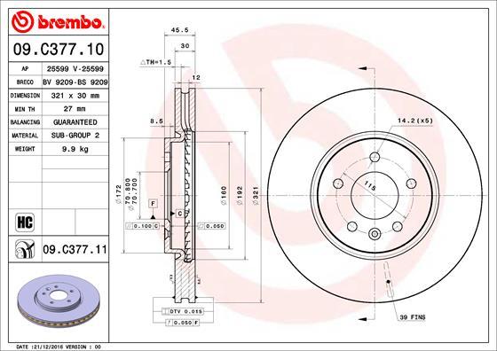 Brembo 09.C377.11 - Kočioni disk www.molydon.hr