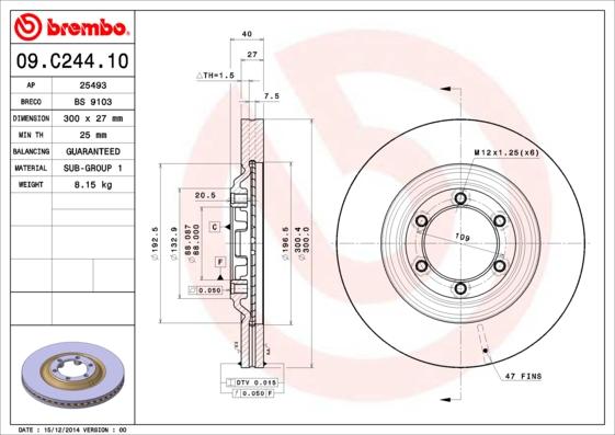 Brembo 09.C244.10 - Kočioni disk www.molydon.hr