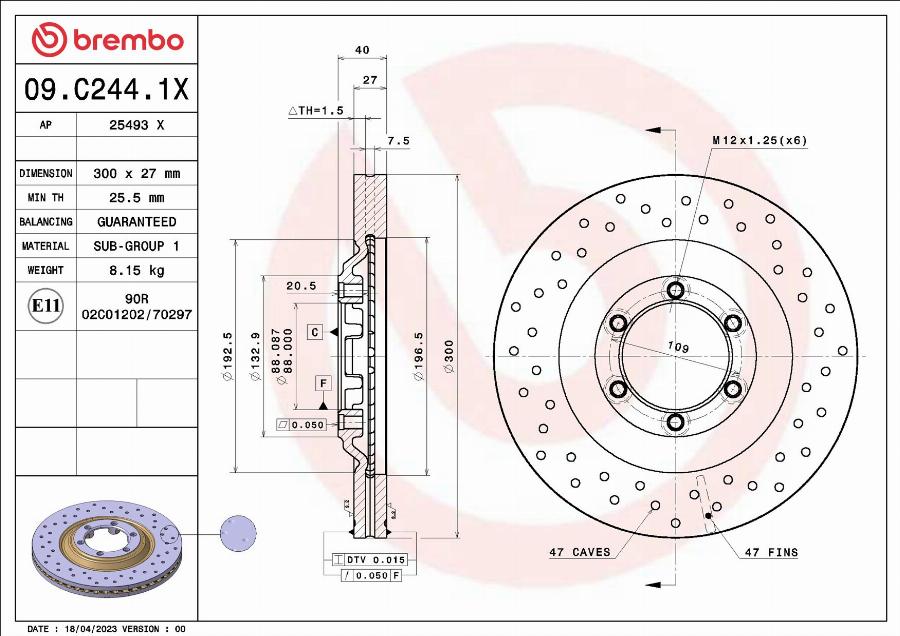 Brembo 09.C244.1X - Kočioni disk www.molydon.hr