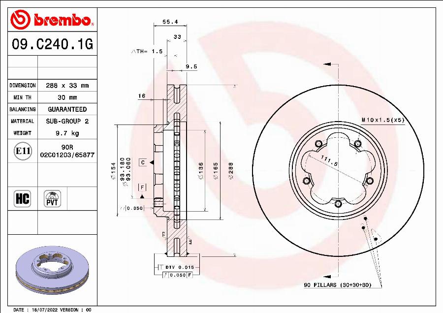 Brembo 09.C240.1G - Kočioni disk www.molydon.hr