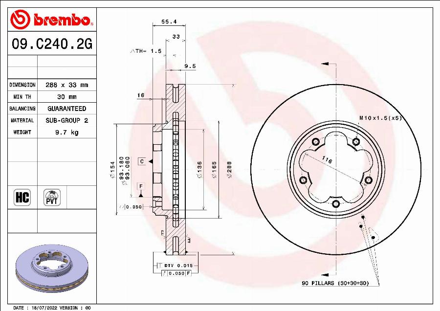 Brembo 09.C240.2G - Kočioni disk www.molydon.hr