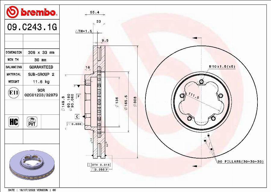 Brembo 09.C243.1G - Kočioni disk www.molydon.hr