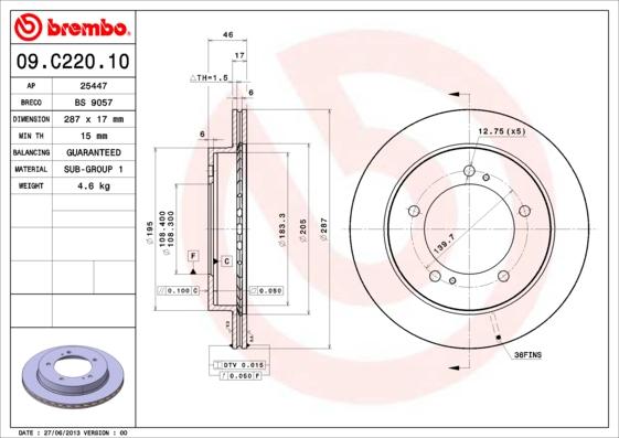 Brembo 09.C220.10 - Kočioni disk www.molydon.hr