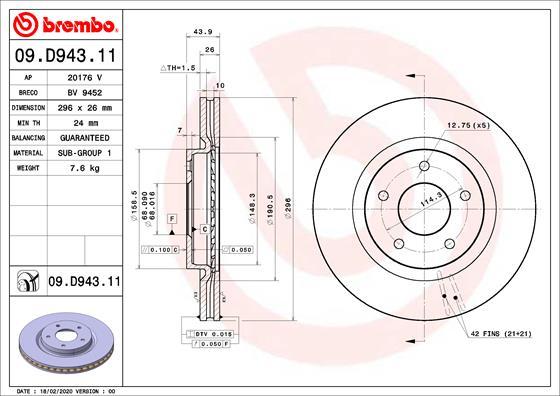 Brembo 09.D943.11 - Kočioni disk www.molydon.hr