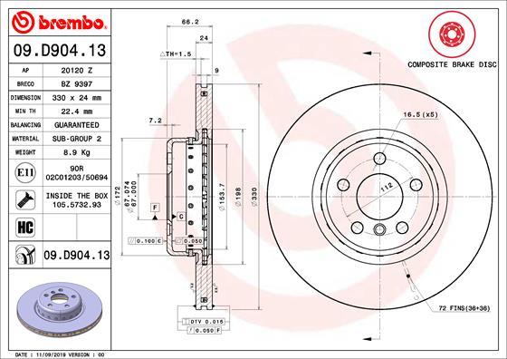 Brembo 09.D904.13 - Kočioni disk www.molydon.hr