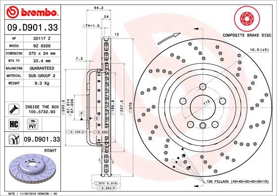 Brembo 09.D901.33 - Kočioni disk www.molydon.hr