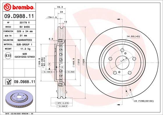 Brembo 09.D988.11 - Kočioni disk www.molydon.hr