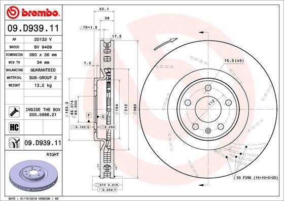 Brembo 09.D939.11 - Kočioni disk www.molydon.hr