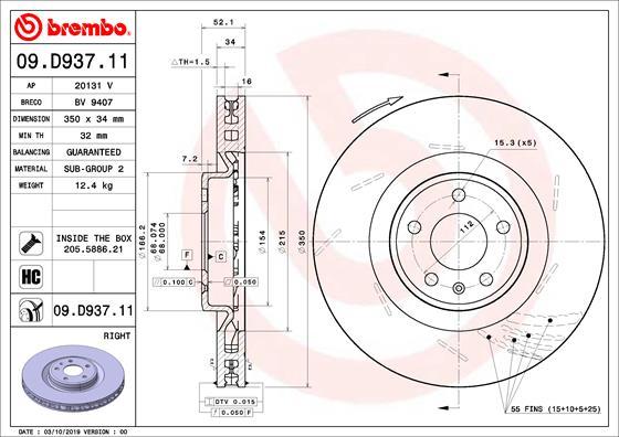 Brembo 09.D937.11 - Kočioni disk www.molydon.hr