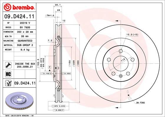 Brembo 09.D424.11 - Kočioni disk www.molydon.hr